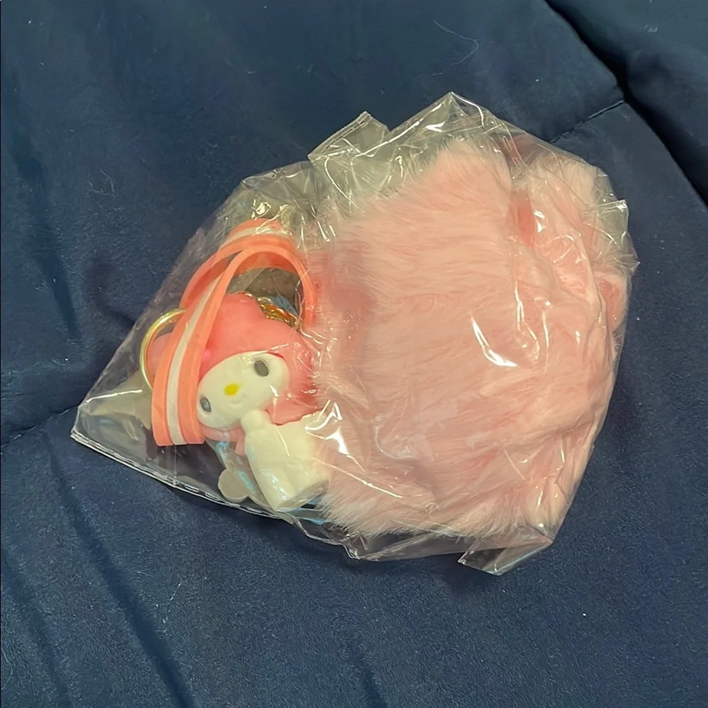 Pink Plush Keychain with hello Kitty Character